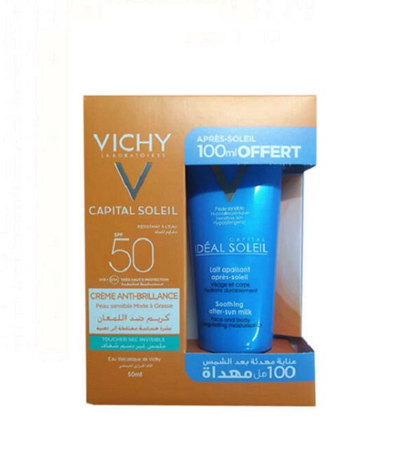 Vichy Capital soleil Pack Crème Anti-brillance invisible + Après Soleil 100ml Offert