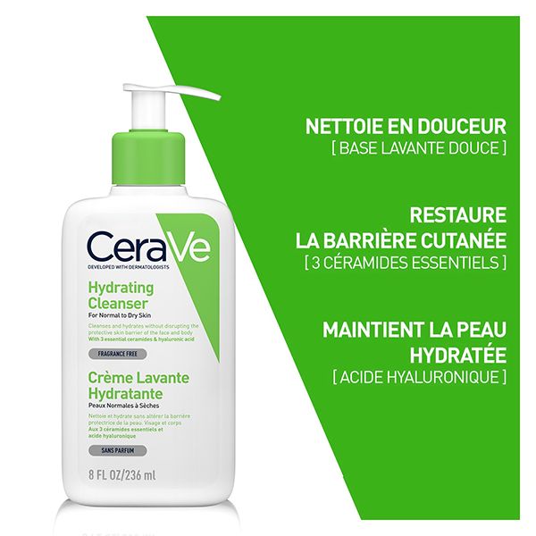 CeraVe Crème Lavante Hydratante Peau Normale à Sèche | 236ml