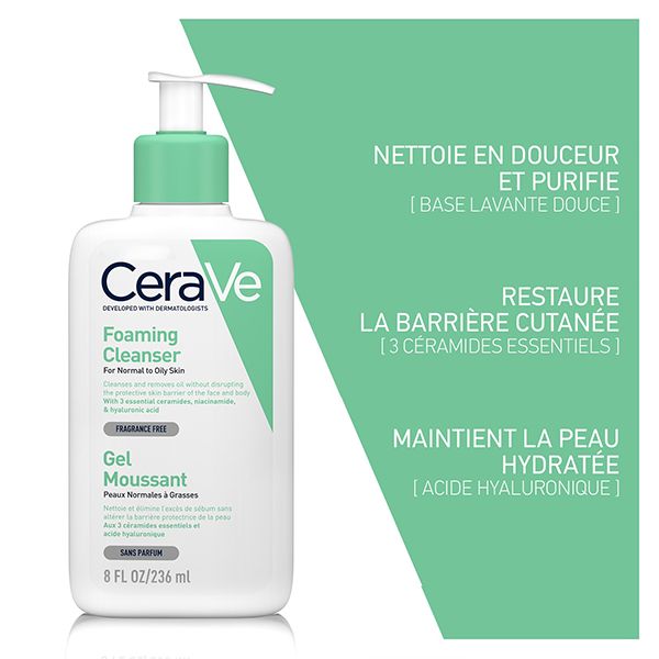 CeraVe Gel Moussant Nettoyant Peau Normale à Grasse | 236ml