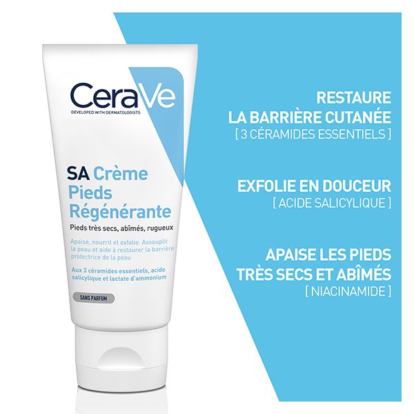 CeraVe SA Crème Régénérante Pieds Très Secs et Abîmés | 88ml