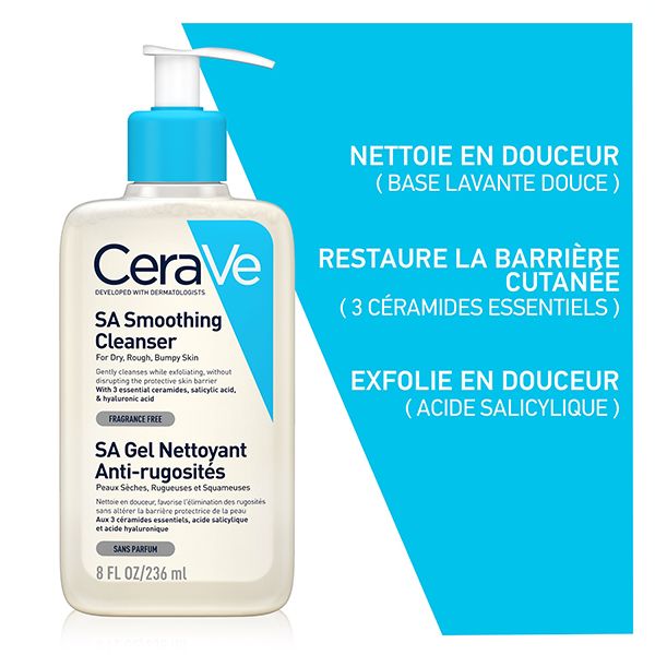 CeraVe SA Gel Nettoyant Anti-Rugosités | Peau Sèche Et Rugueuse | 236ml