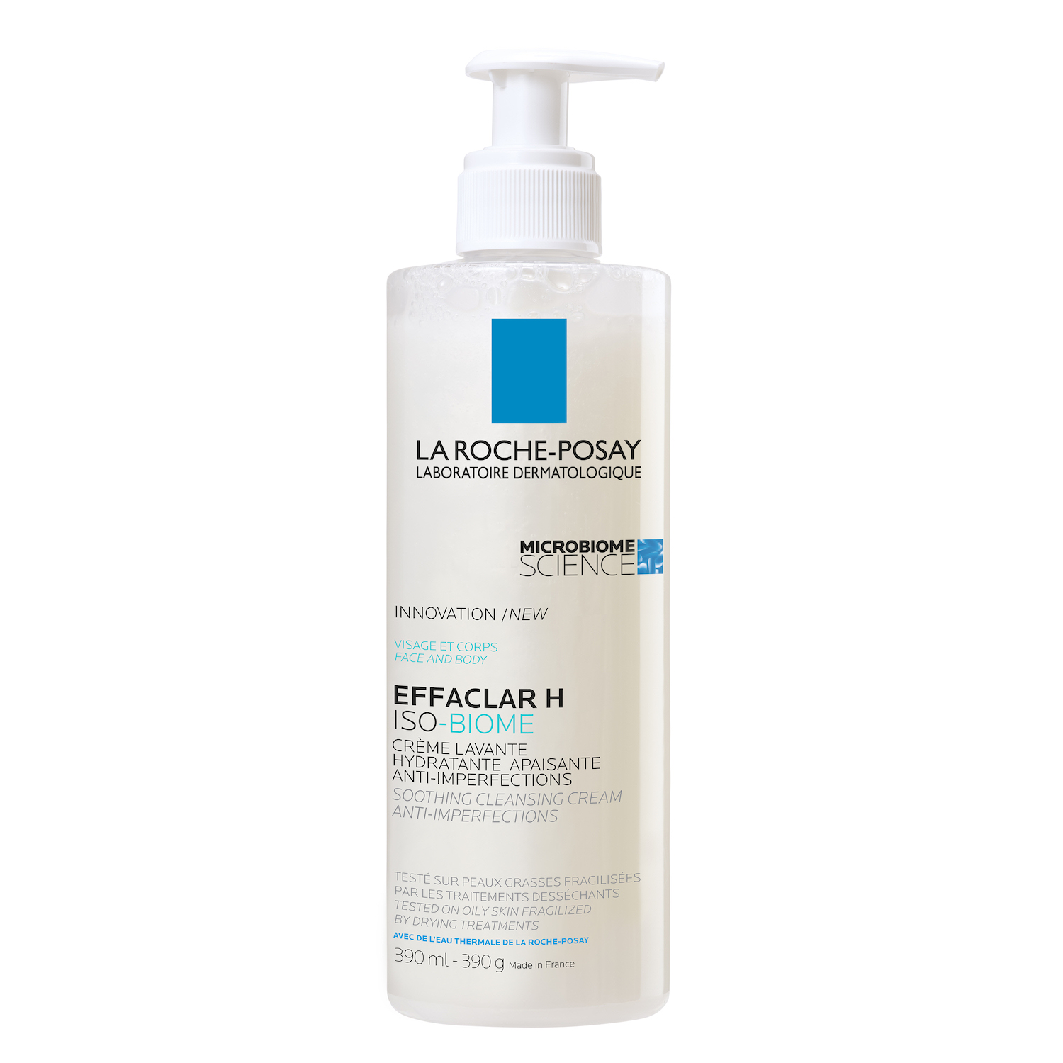 LA ROCHE-POSAY EFFACLAR H ISO-BIOME Crème Nettoyante | Peau sèche à tendance acnéique | 390ml