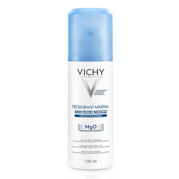 Vichy DÉODORANT Dermo-Tolérance Minéral 48H Aérosol Sans Sels d’Aluminium Peau Sensible et Réactive | 125ml